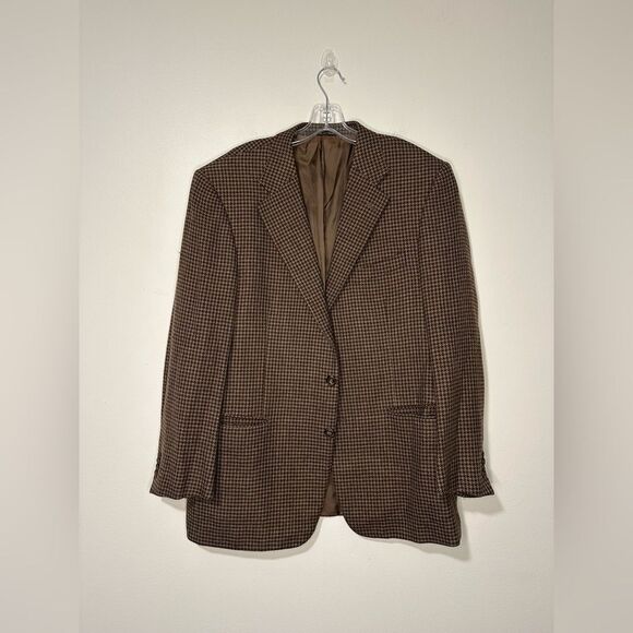 Ermenegildo Zegna Brown houndstooth Preppy Wool Cashmere Sportcoat Blazer Sz 52 - Picture 4 of 9
